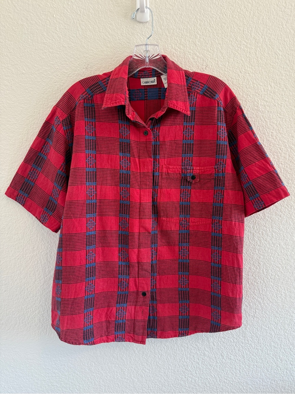 Cabin Creek‎ Vintage Red and Blue Plaid Short-Sleeve Button-Down Shirt